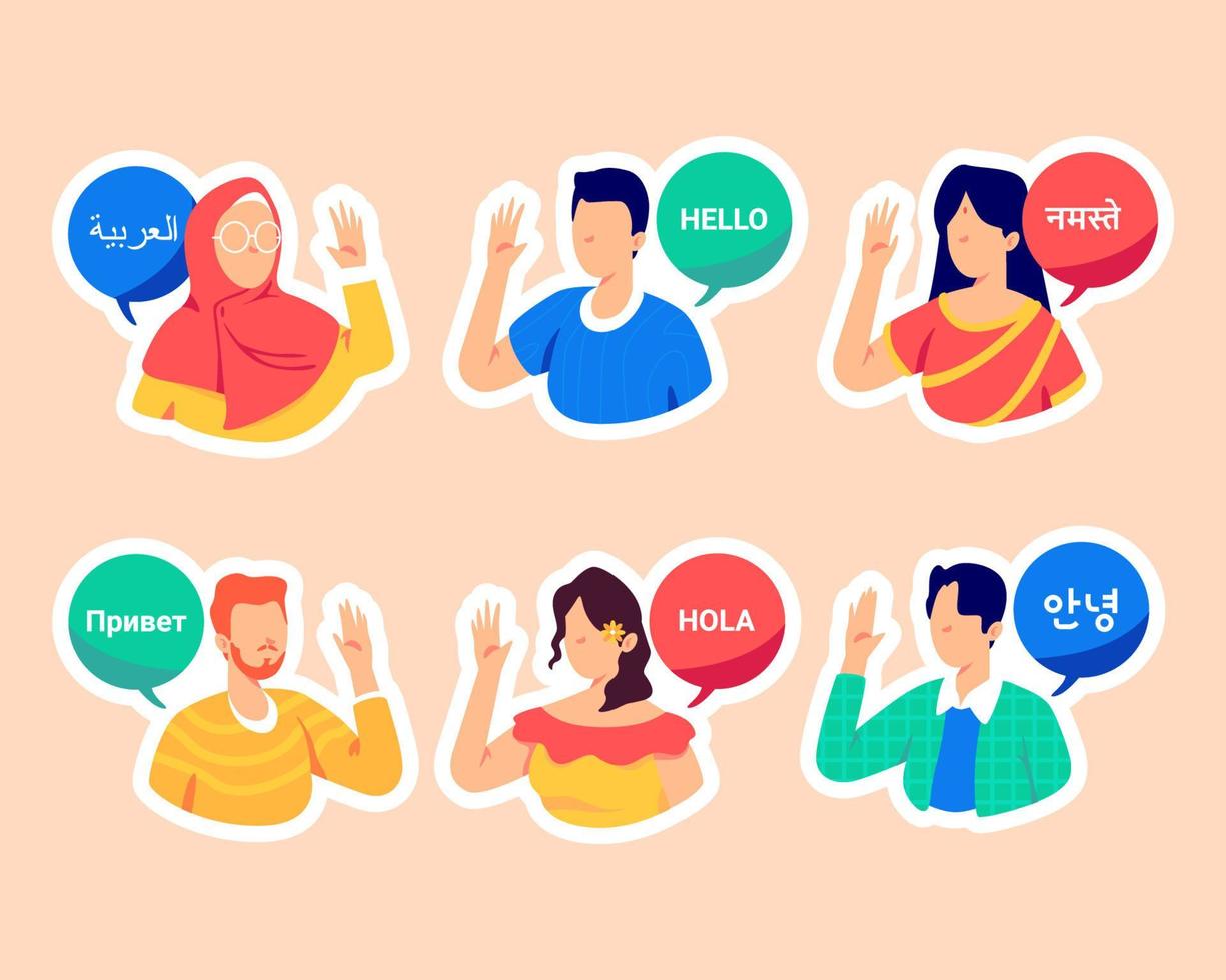 People Say Hello in Different Languages vector