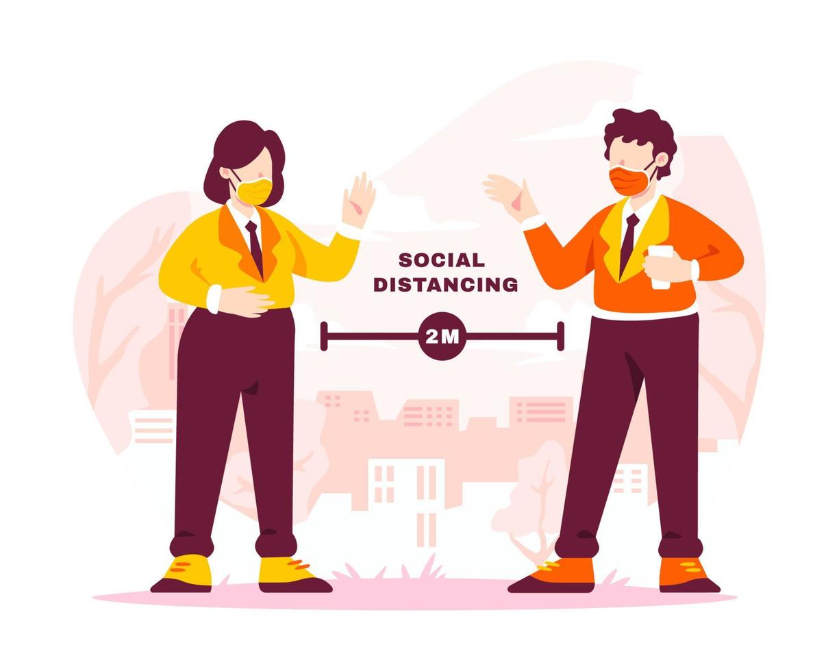Social Distancing in New Normal Activity vector