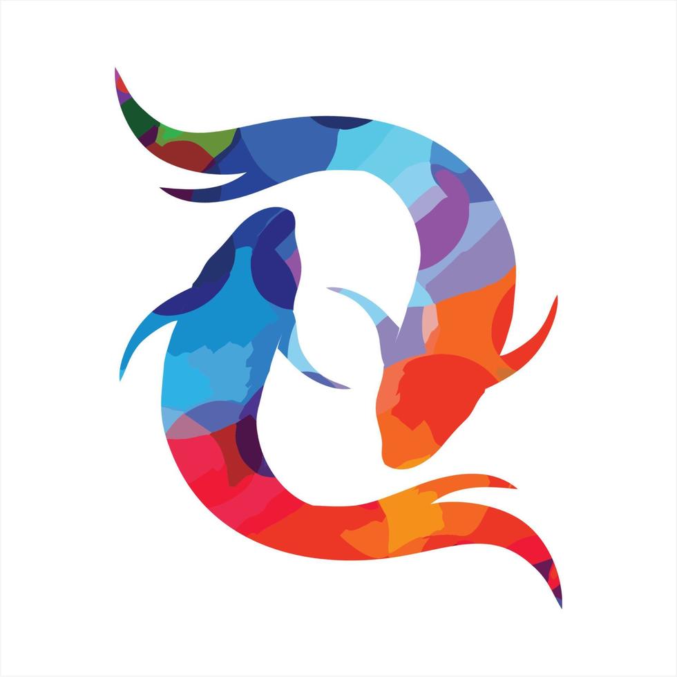 couple of Koi fish illustration in realistic brush modern art style vector