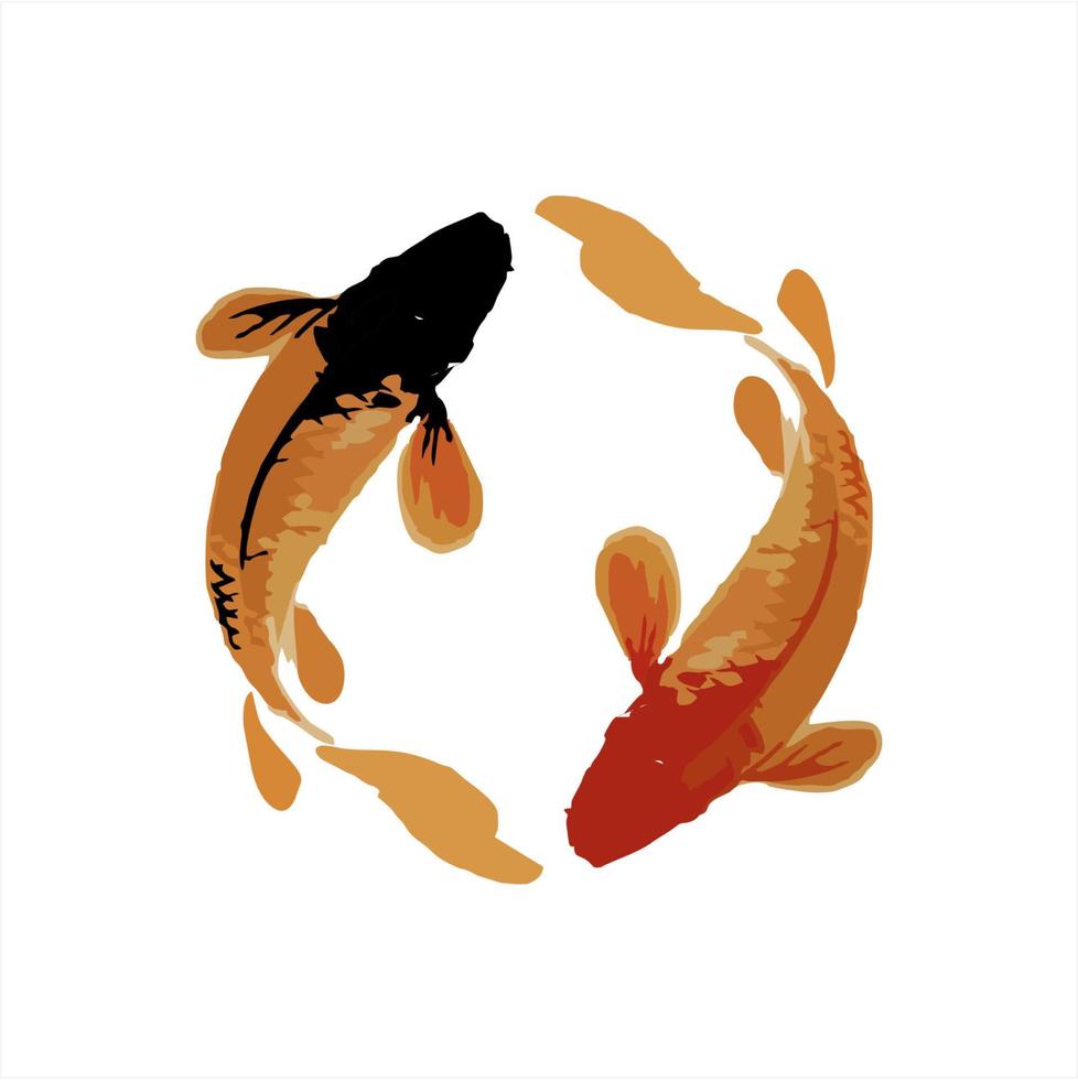 couple of Koi fish illustration in realistic brush modern art style vector