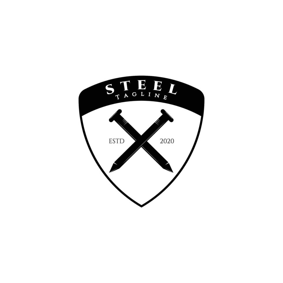 Steel logo vector illustration design, steel nail