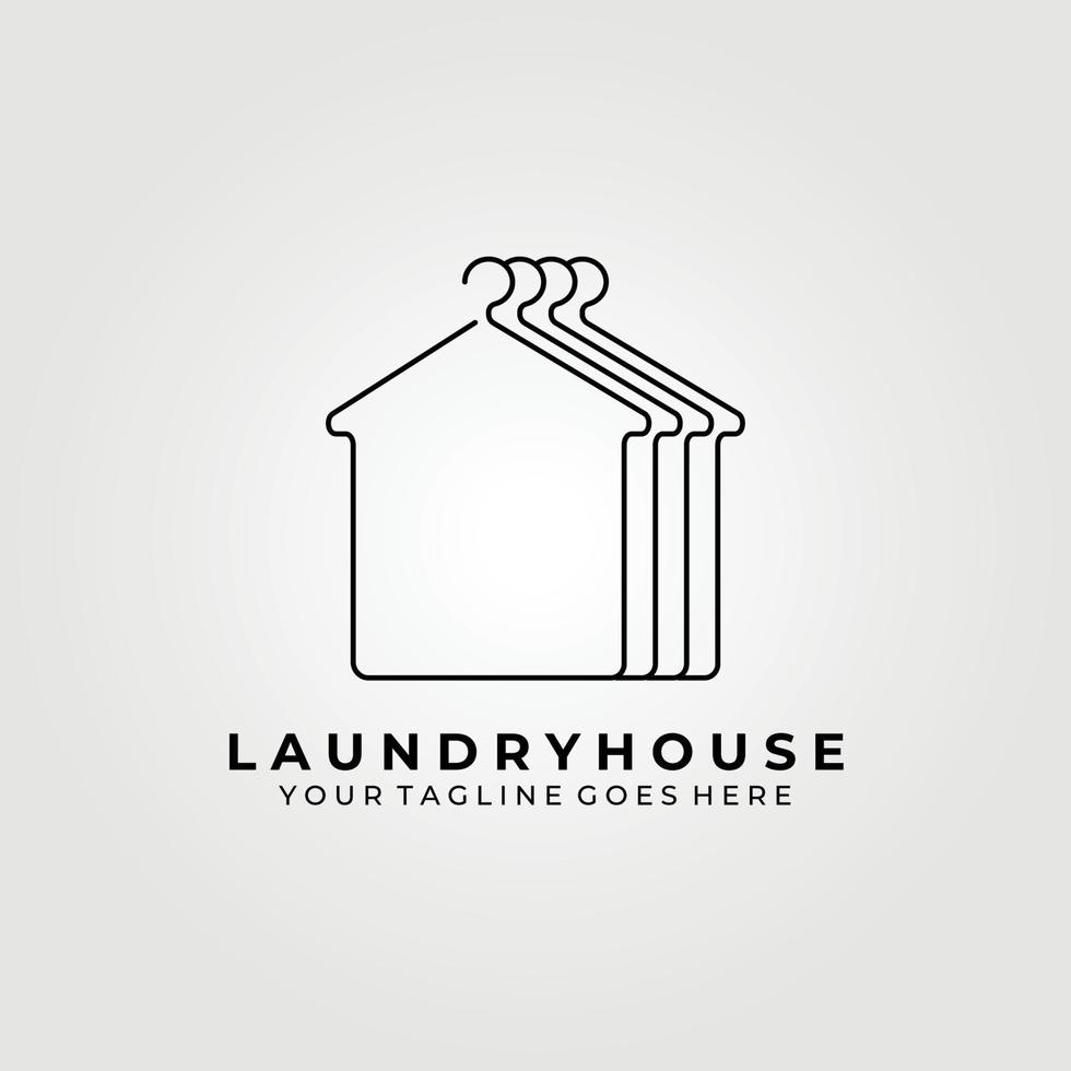 lavandería casa línea arte logo vector ilustración diseño gráfico