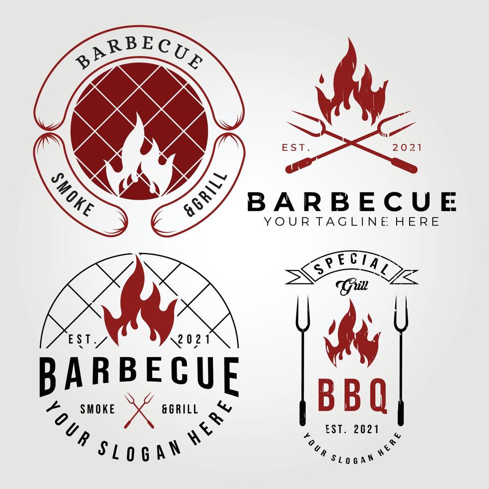 Diseño de ilustración de vector de logotipo de conjunto de colección de barbacoa