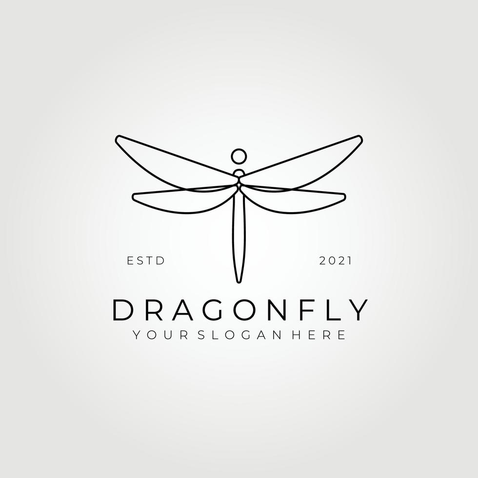Line art dragonfly logo vector illustration design