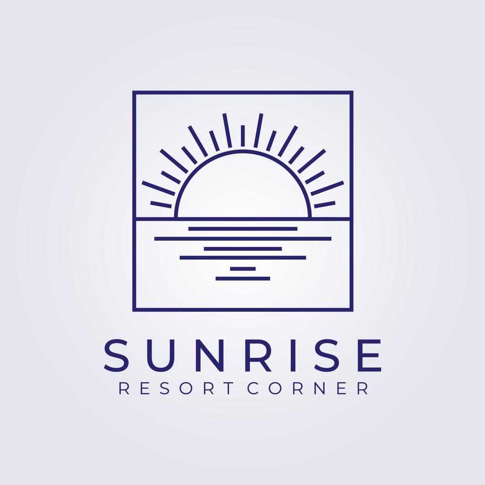 sunset sunrise hawaii resort paradise logo vector illustration design