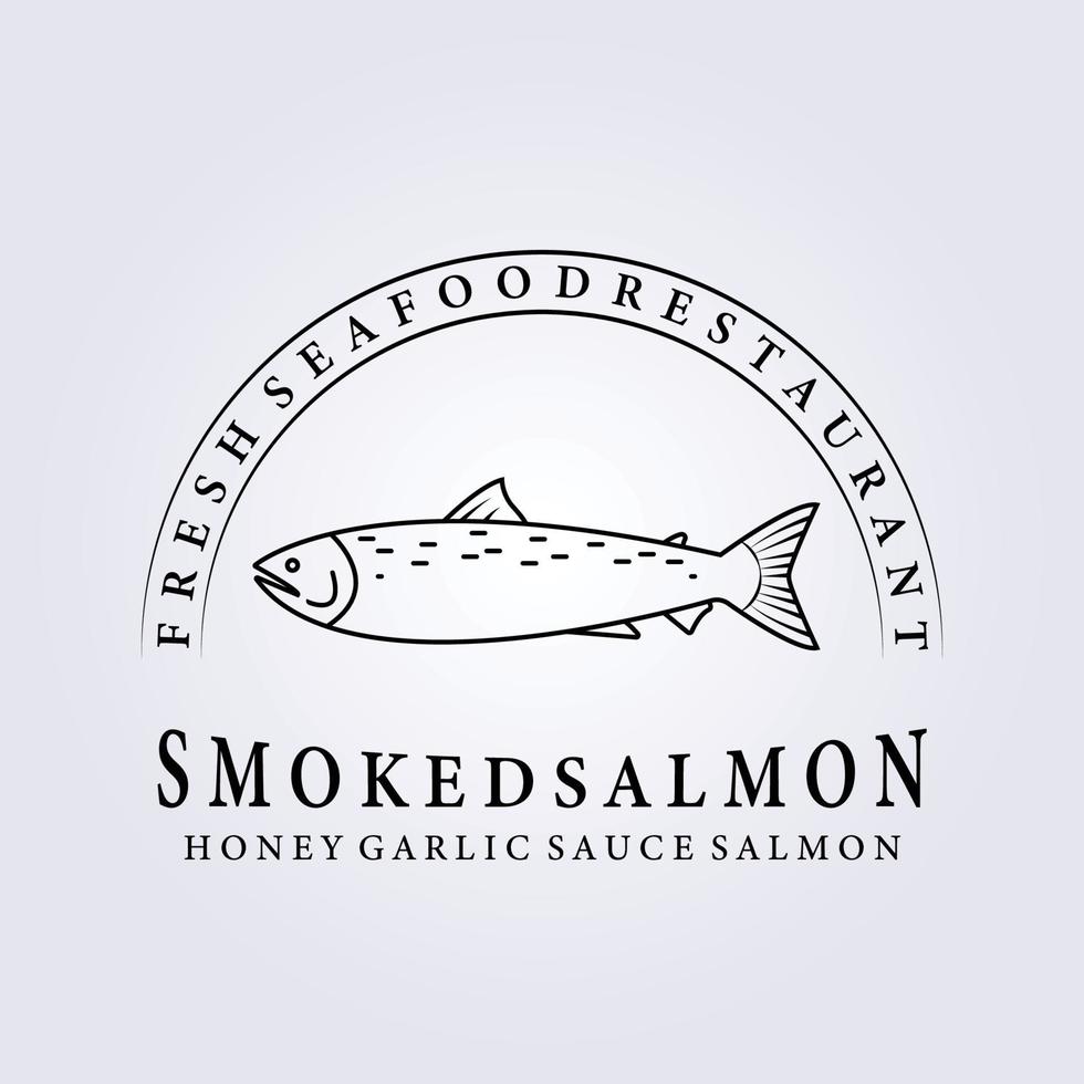 salmón ahumado, marisco fresco logo pescado vector ilustración diseño línea arte simple etiqueta icono símbolo
