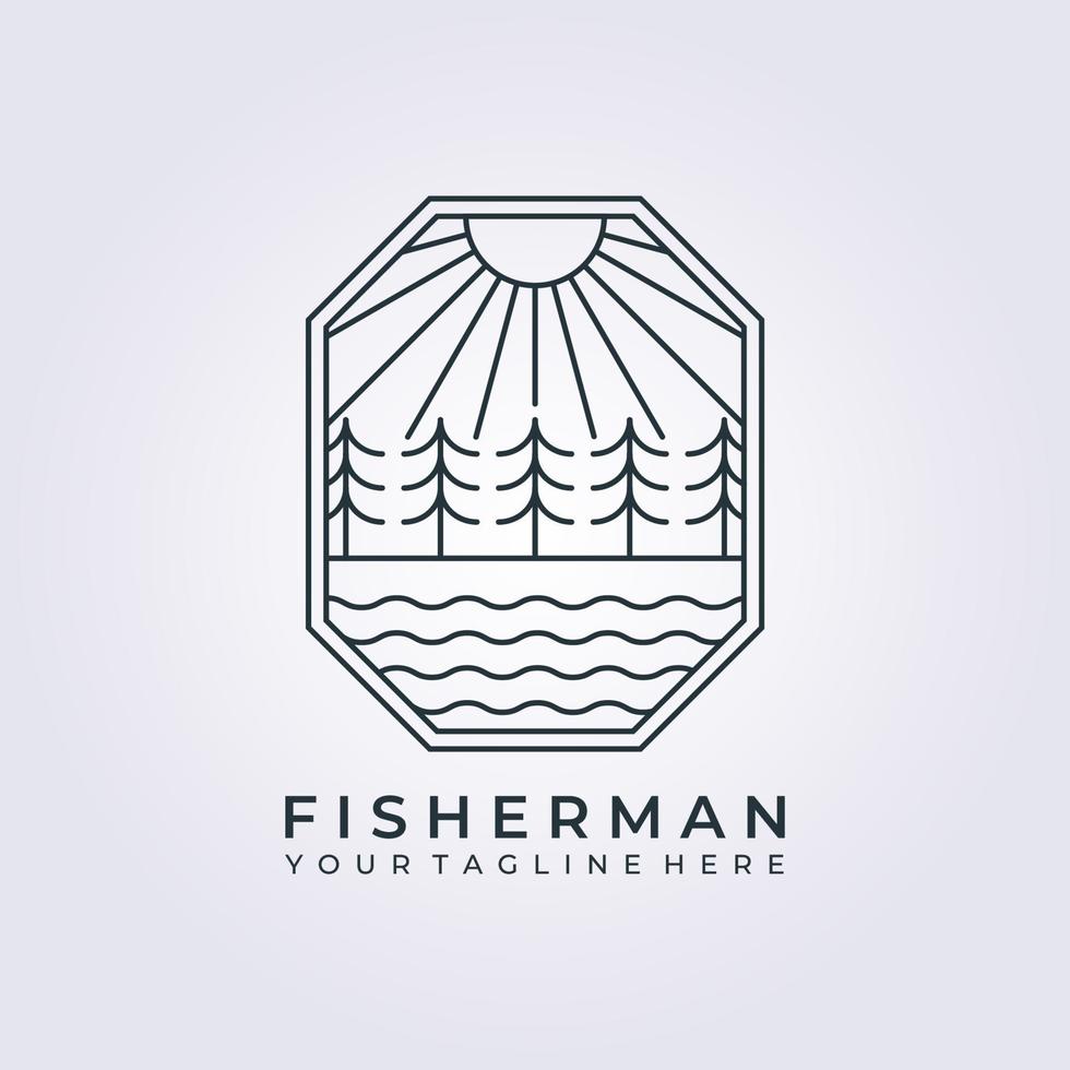 simple forest tree wood wildlife logo vector icon line art simple illustration outdoor design frame logo badge emblem