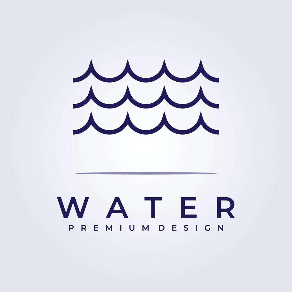 wave water ocean flow logo icon symbol sign element label vector illustration design simple line monoline simple minimal