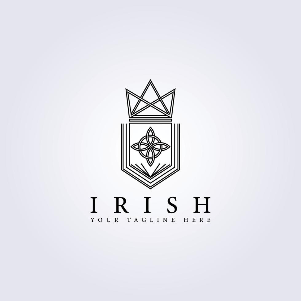 traditional irish kingdom symbol celtic logo vector line art illustration design