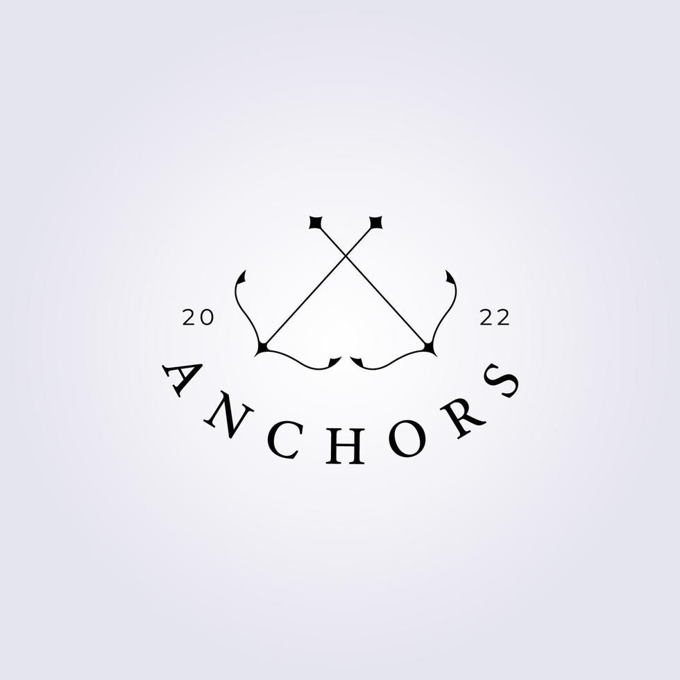 cross anchor line marine logo vector illustration design, double anchor, pirate symbol icon