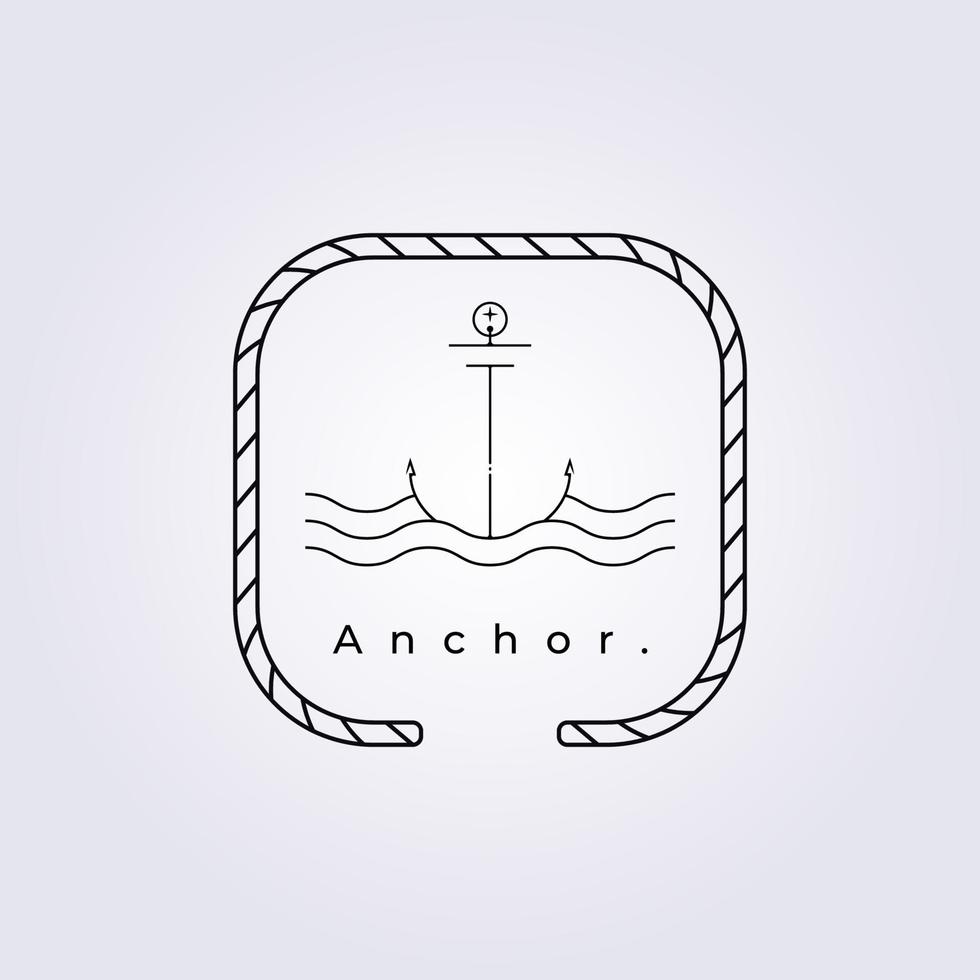 rope or chain badge sea nautical wave sailing anchor logo vector illustration design