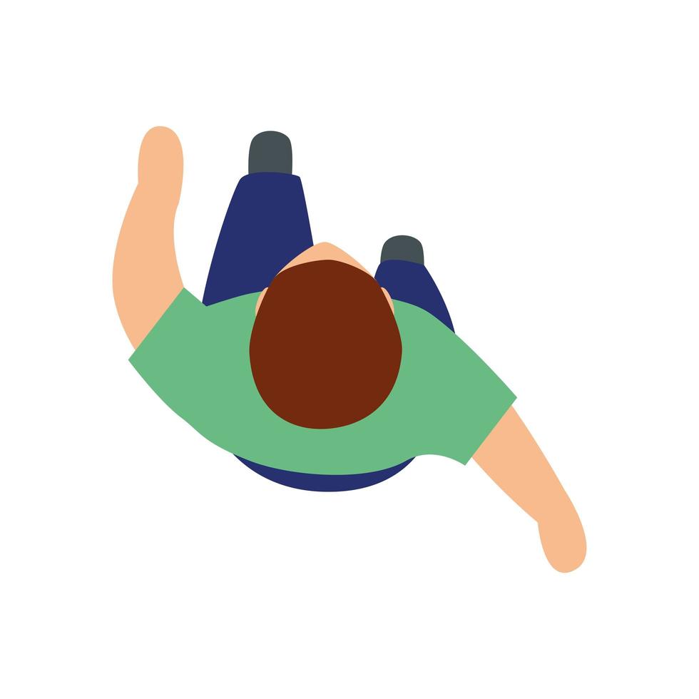 view aerial of young man isolated icon vector