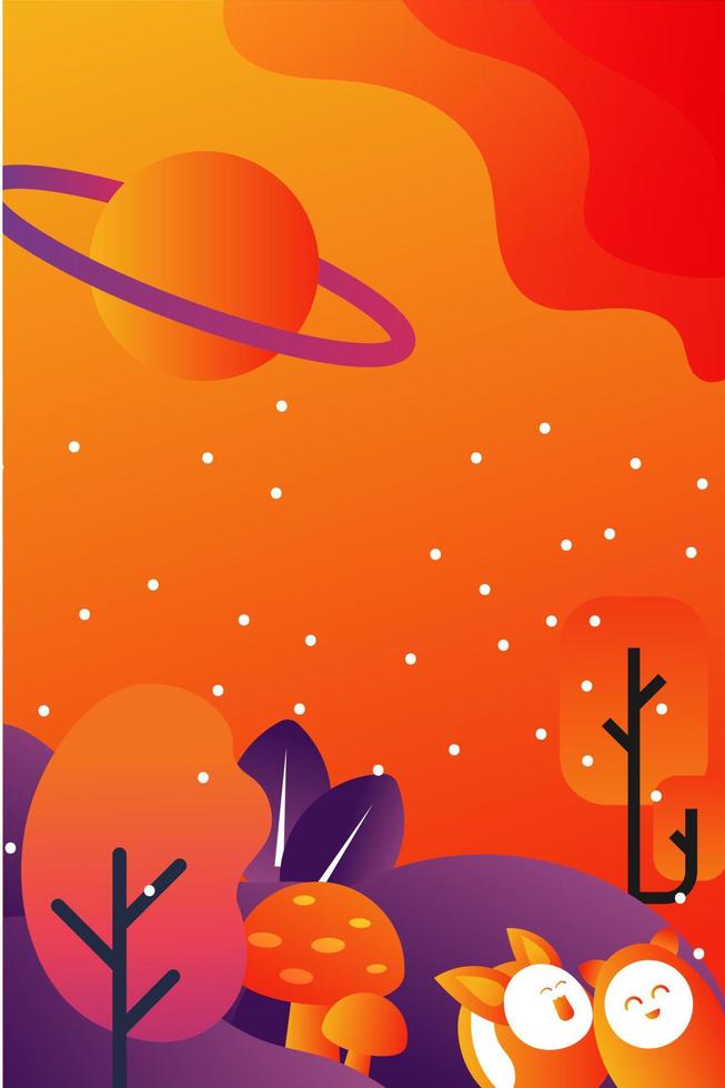 funny poster Landscape gradient background cute vector