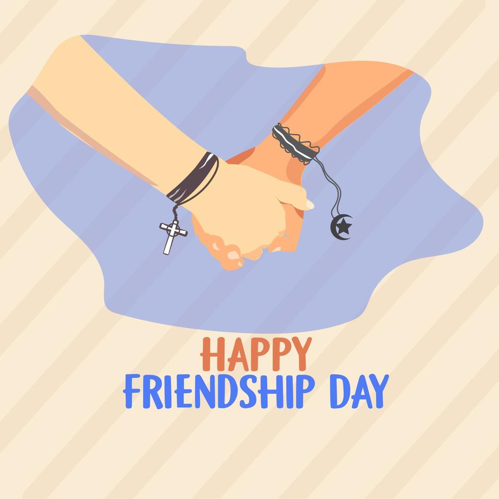 Special Day Friendship day Together, hands, friendship different Religion, love, partnership concept. Hand drawn isolated vector.  Hand drawn persons vector