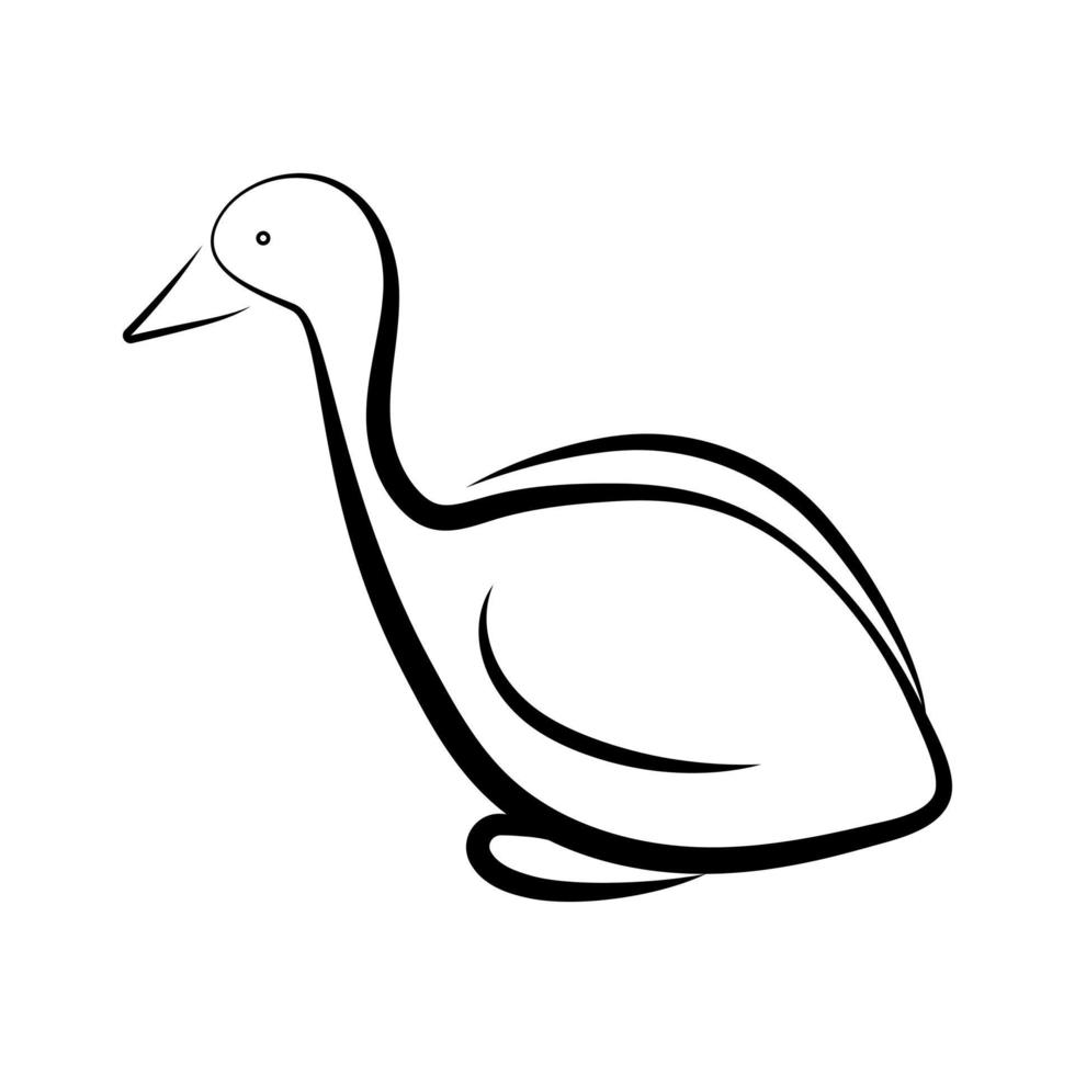 Linear sketch doodle poultry bird animal isolated icon flat hand drawn print goose duck swan shape vector