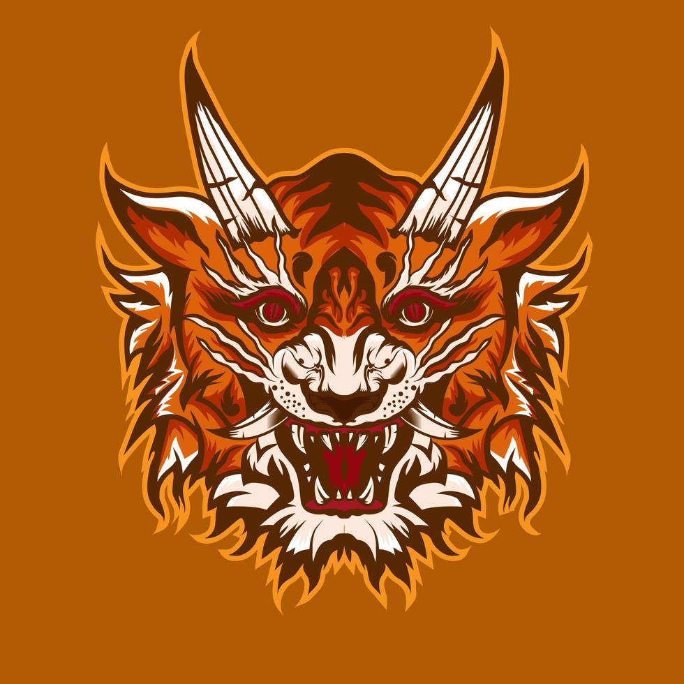 Tiger head toura japan style illustration can for element design apparel and tshirt vector