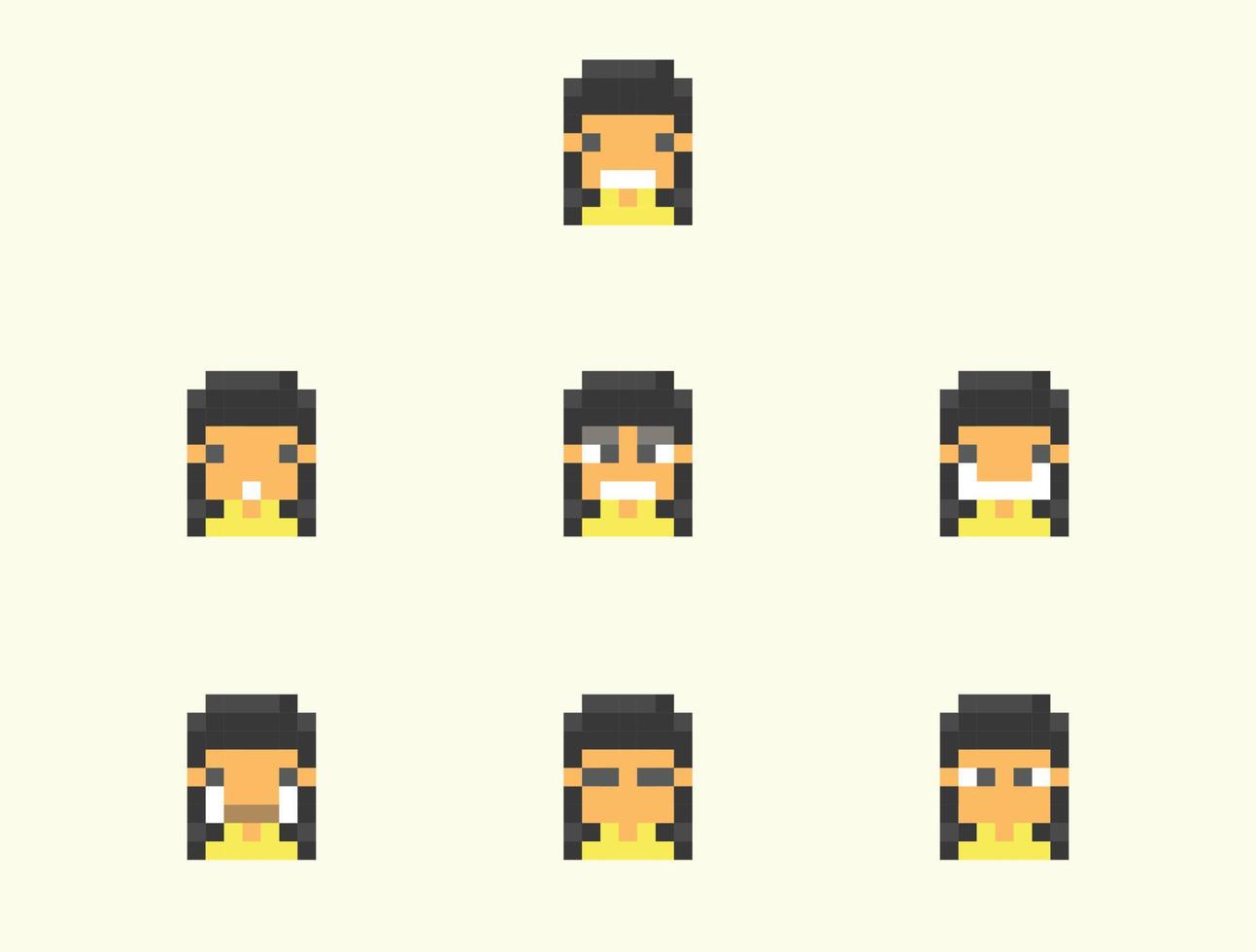 cute kids face in pixel art avatar vector