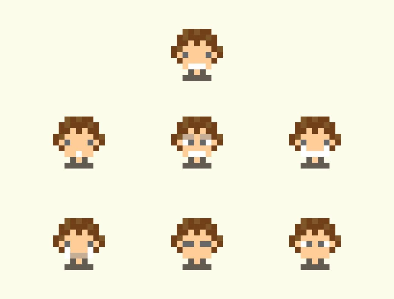 cara de niños lindos en avatar de pixel art vector