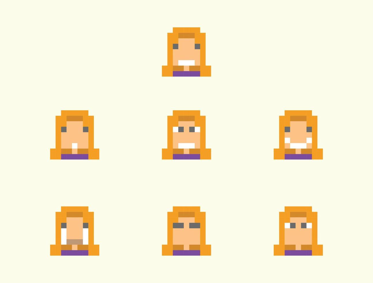 cara de niños lindos en avatar de pixel art vector