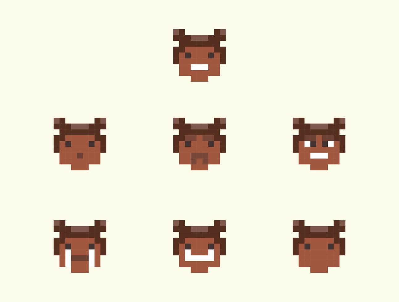 cute kids face in pixel art avatar vector