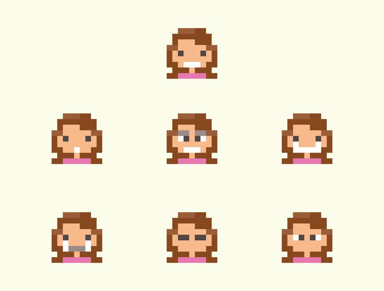 cute kids face in pixel art avatar vector