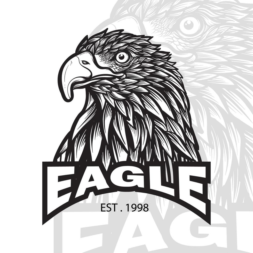 eagle head mascot black and white logo design vector