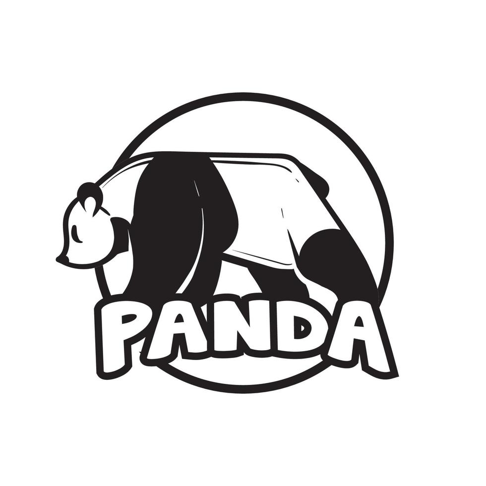 diseño del logotipo del emblema blanco y negro de la mascota panda vector