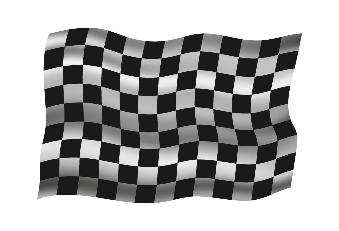 Waving black and white checkered flag. vector