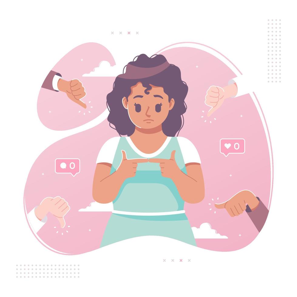 body shaming insecurity vector illustration