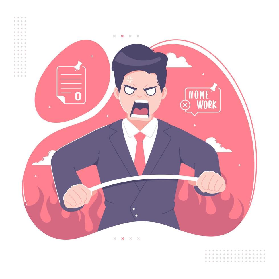 emotional angry teacher character vector illustration