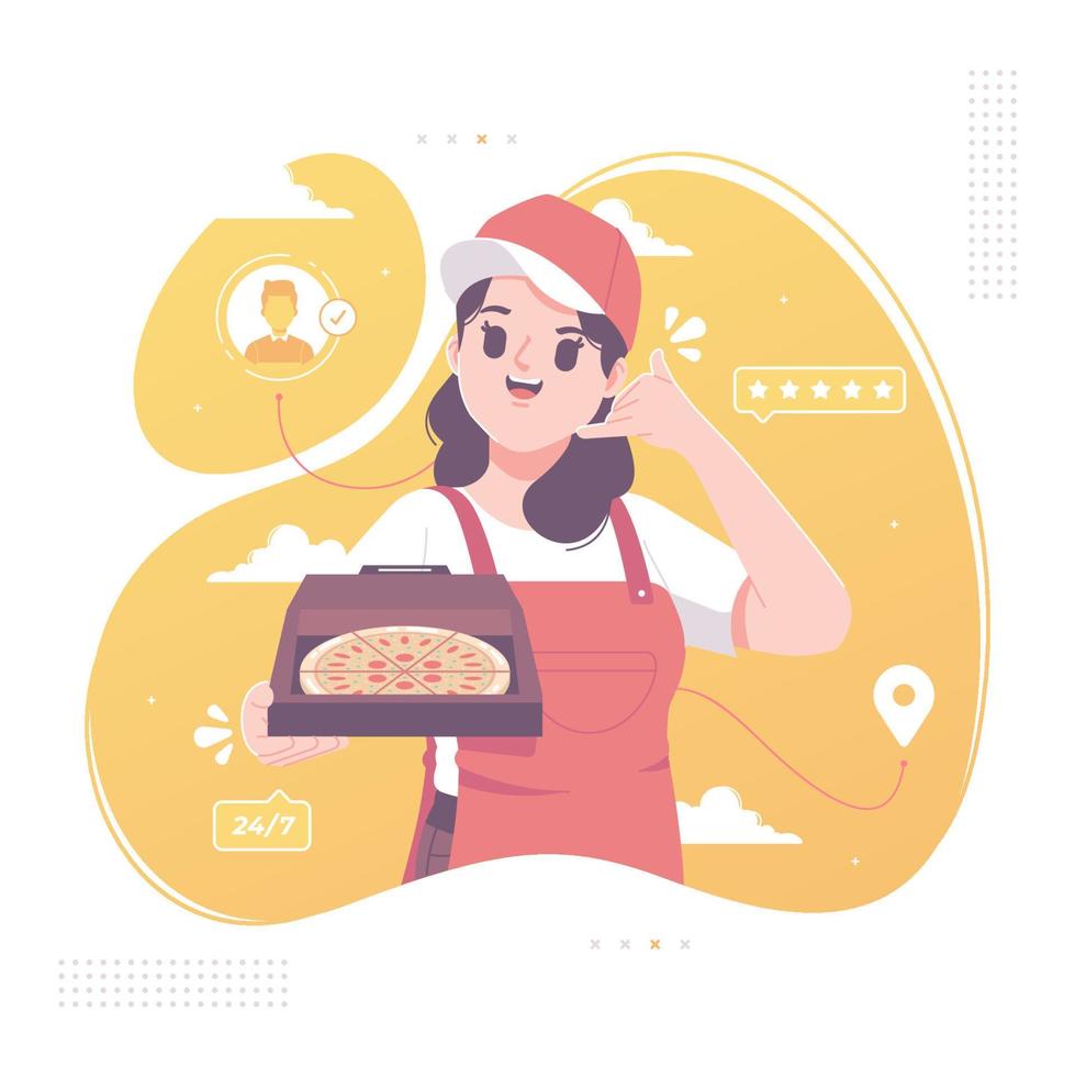 pizza delivery courier vector illustration