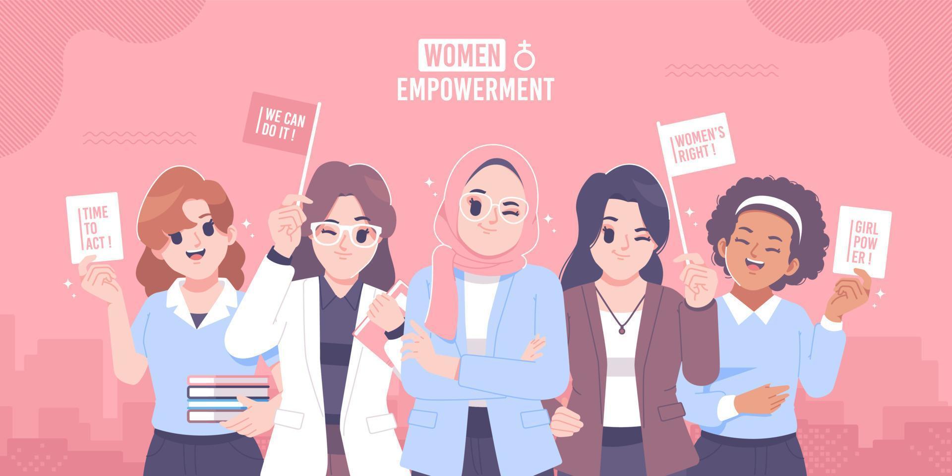 fondo de ilustración de concepto de empoderamiento de mujeres vector