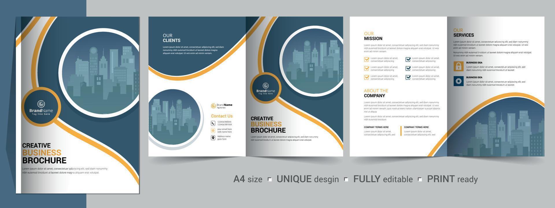 Creative Corporate Modern Business Bifold Brochure Template Design. vector