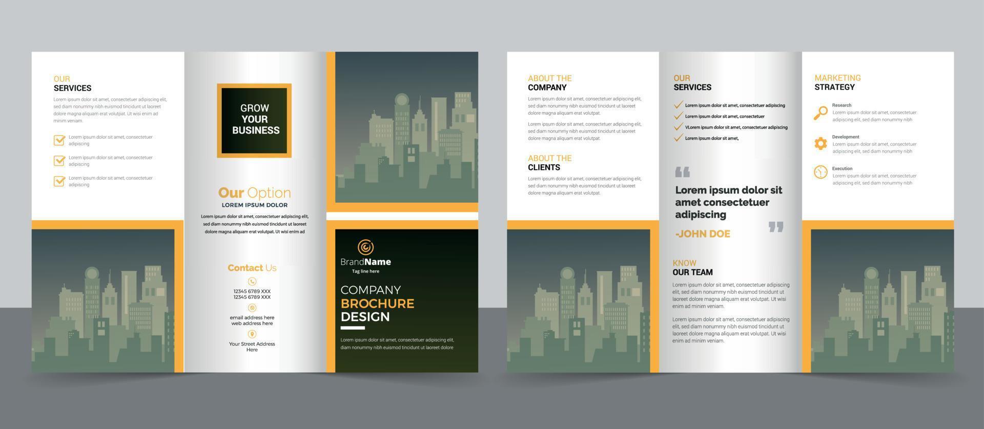 Corporate Business Trifold Brochure Template Design. vector