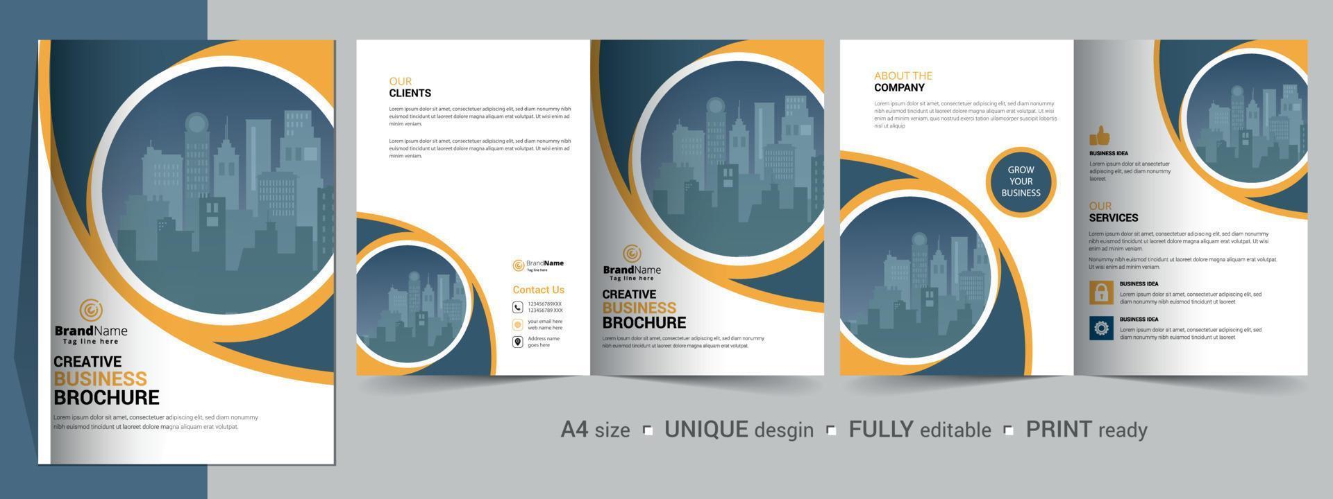 Creative Corporate Modern Business Bifold Brochure Template Design. vector