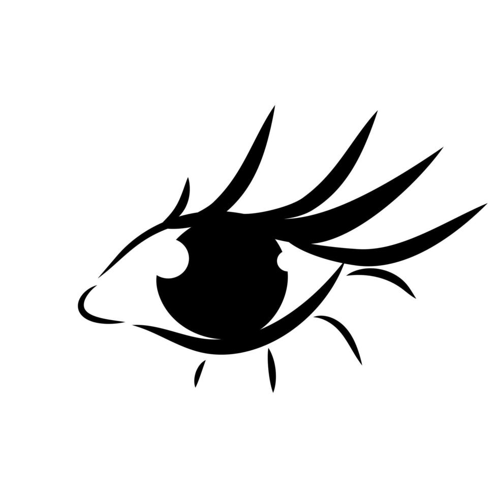 icono de garabato de arte de línea de ojo humano aislado en blanco mujer pestañas largas boceto dibujo diseño de logotipo de salón de belleza vector