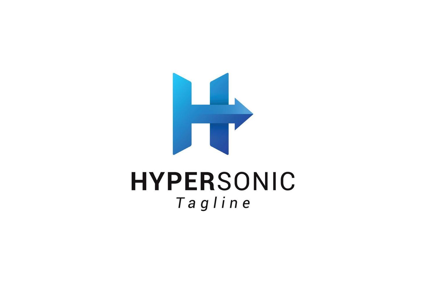 logotipo de flecha tecnológica de color azul creativo letra h vector