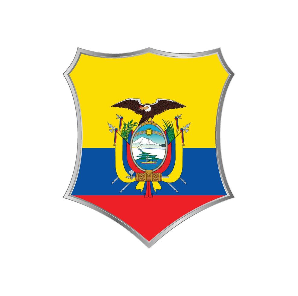 bandera de ecuador con marco plateado vector