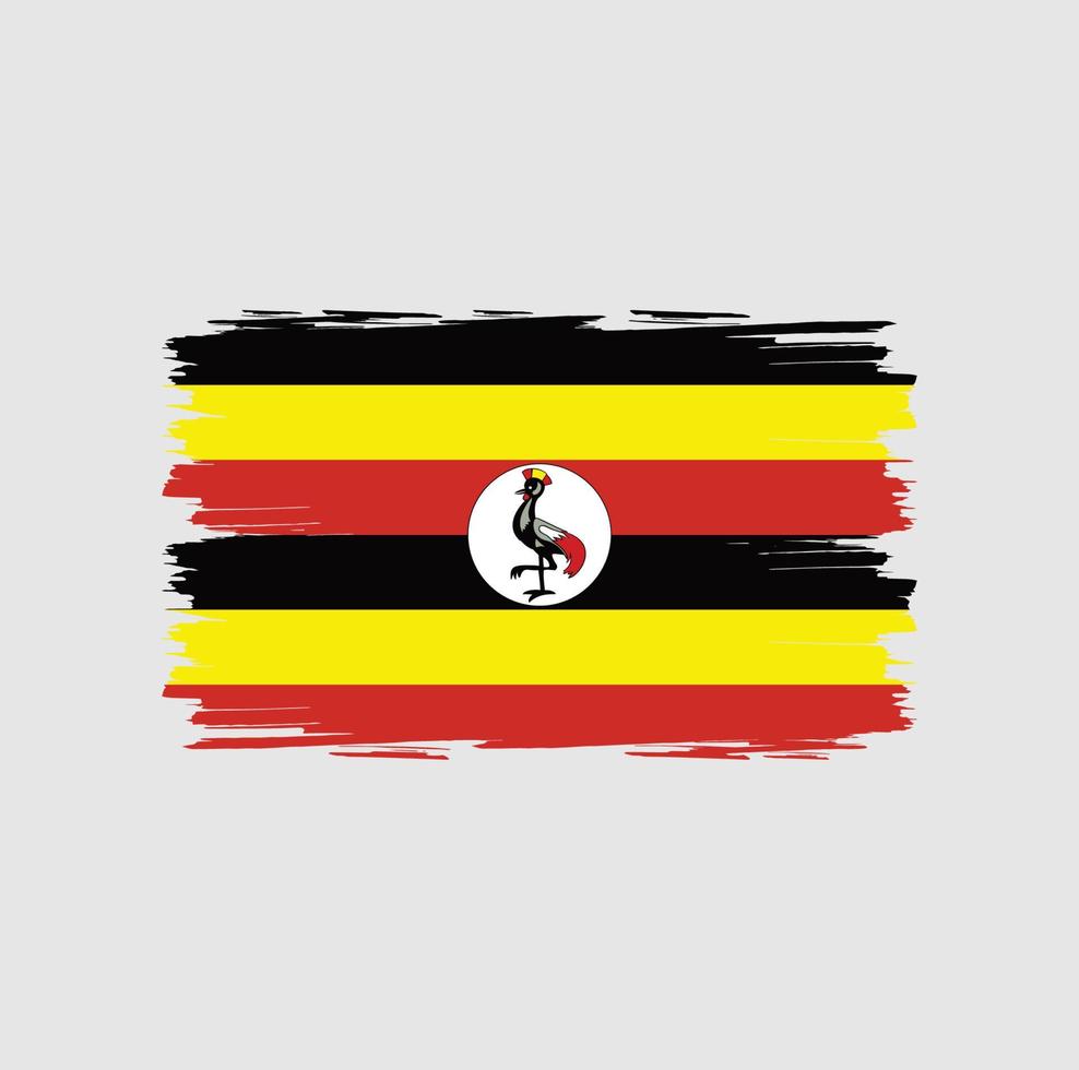 bandera de uganda con estilo de pincel de acuarela vector