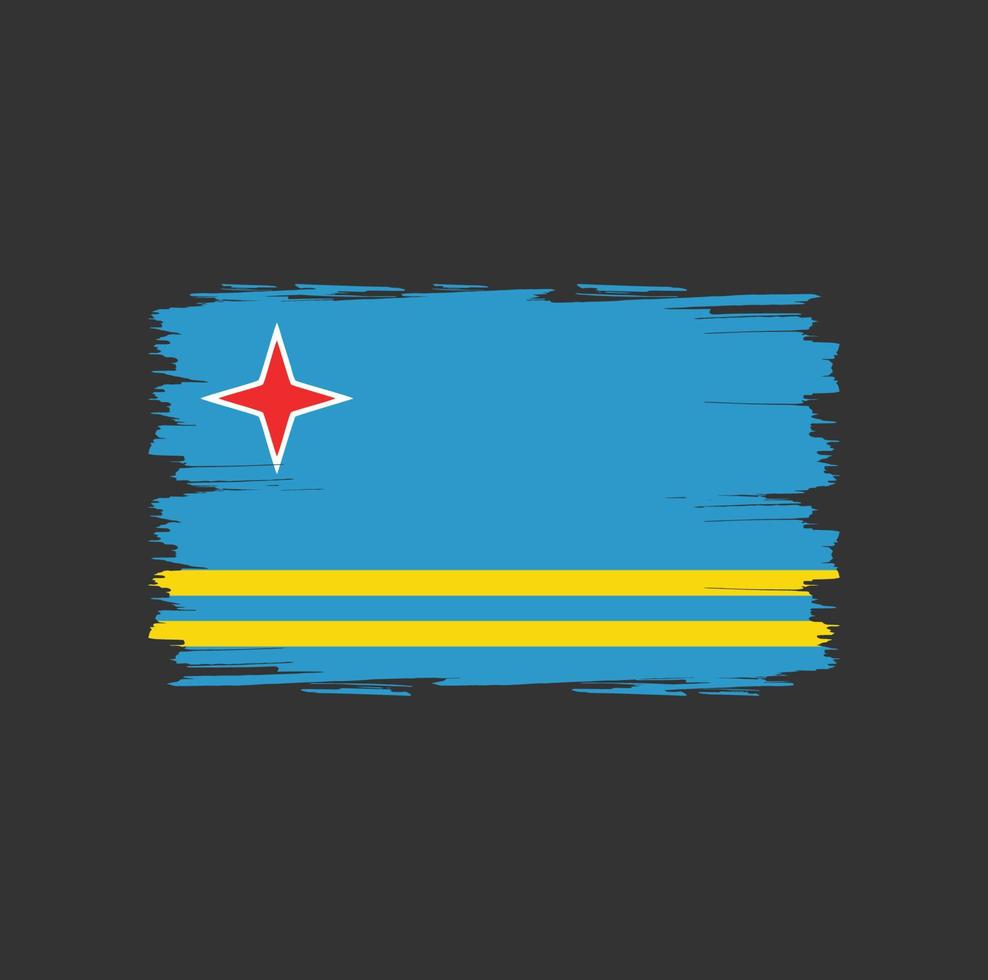 Flag of Aruba with brush style vector