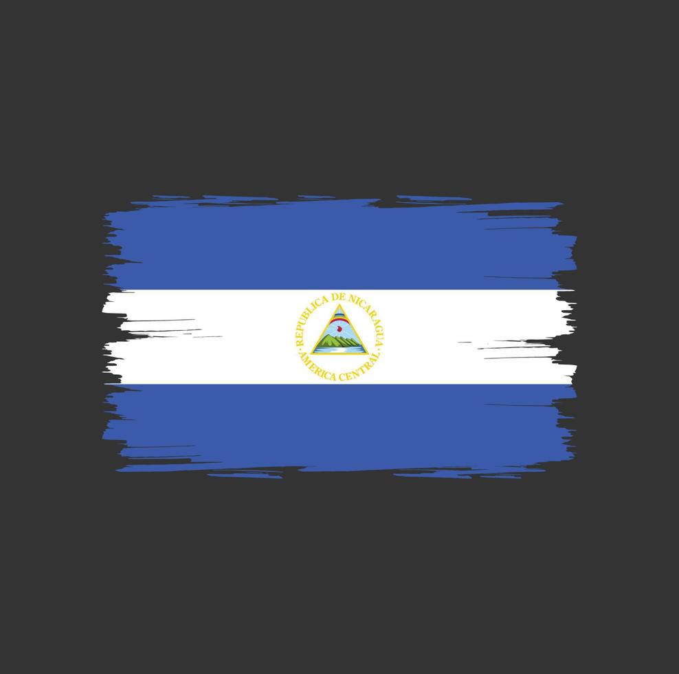 Flag of Nicaragua with brush style vector