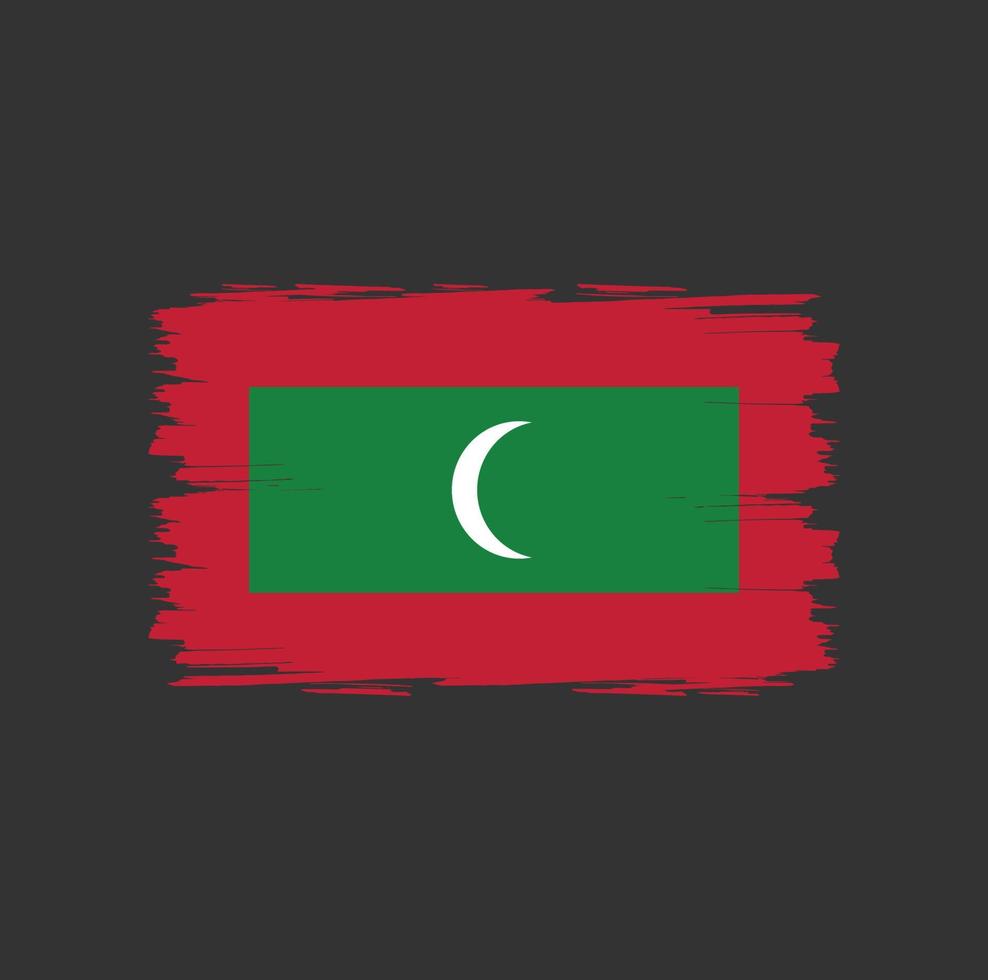 bandera de maldivas con estilo de pincel de acuarela vector