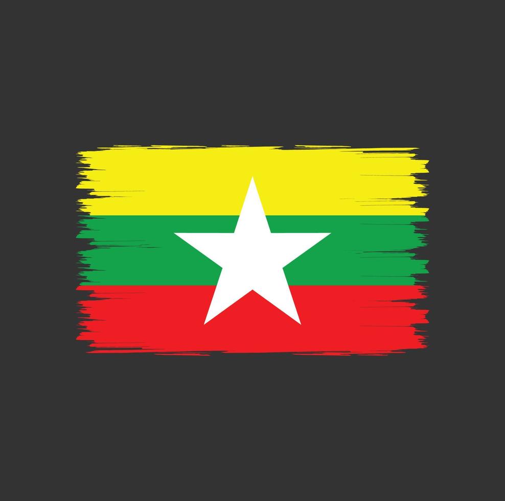 bandera de myanmar con vector de estilo de pincel