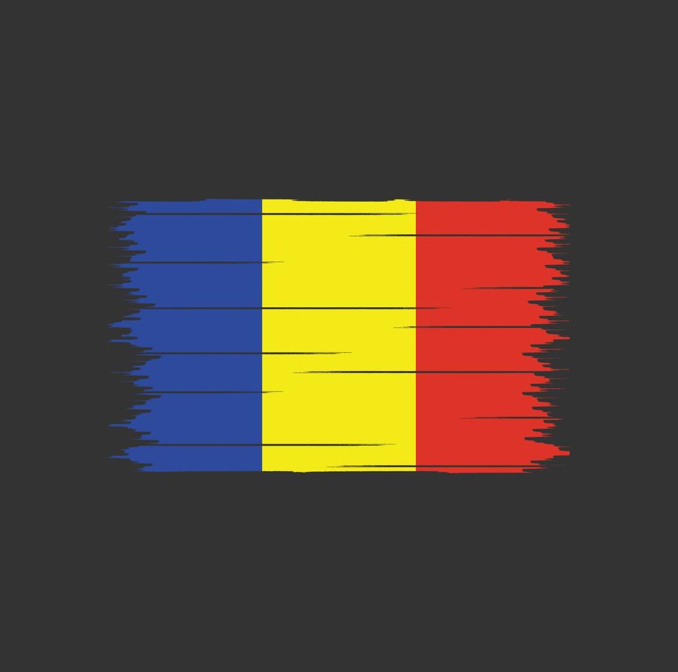 Romania or Chad Flag Brush vector