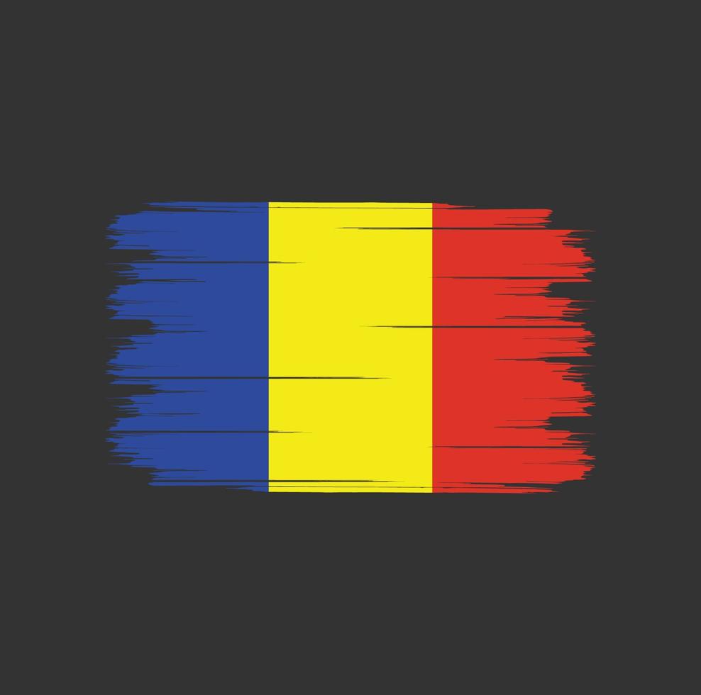 Romania or Chad Flag Brush vector