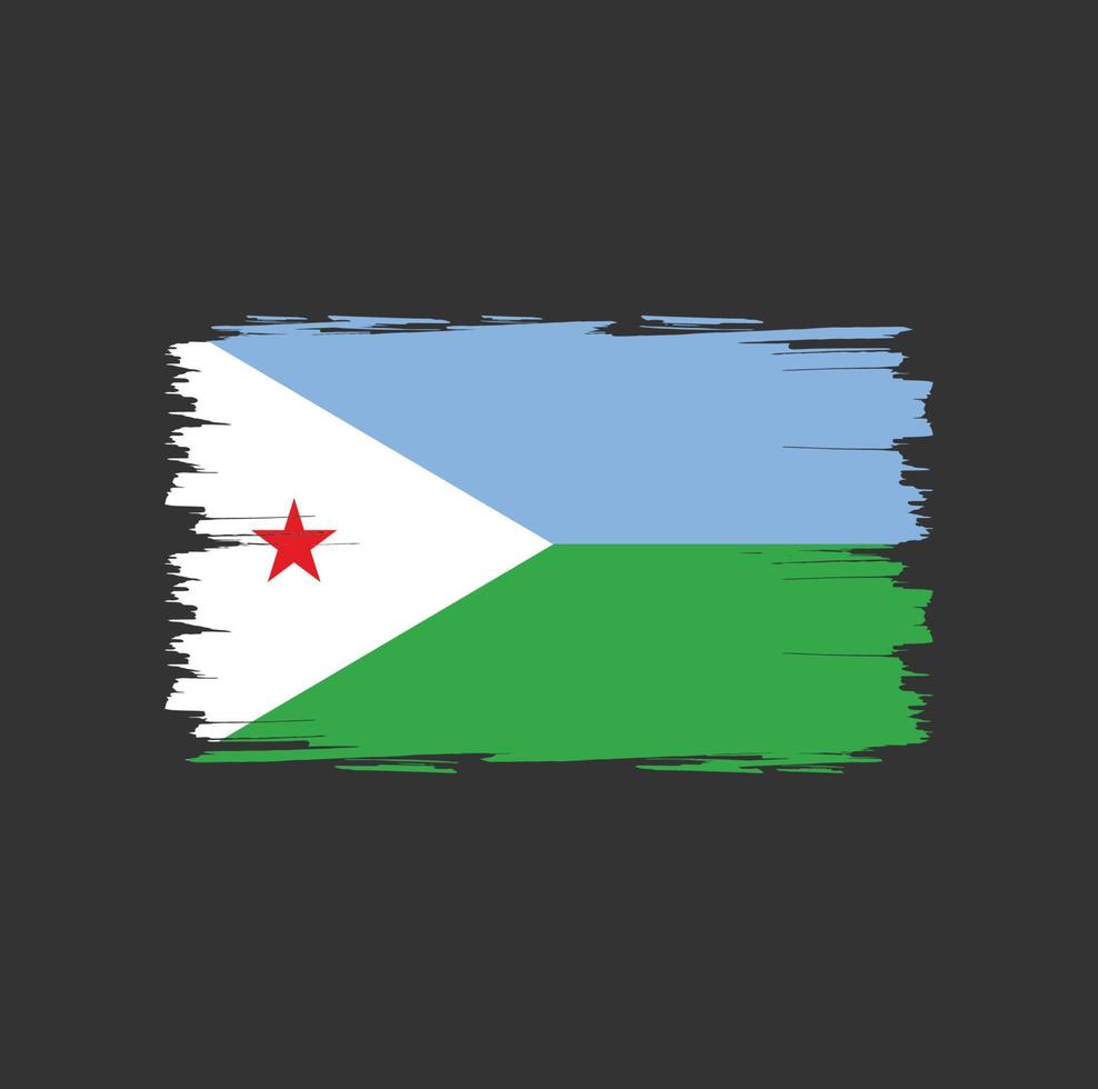 Flag of Djibouti with watercolor brush style vector