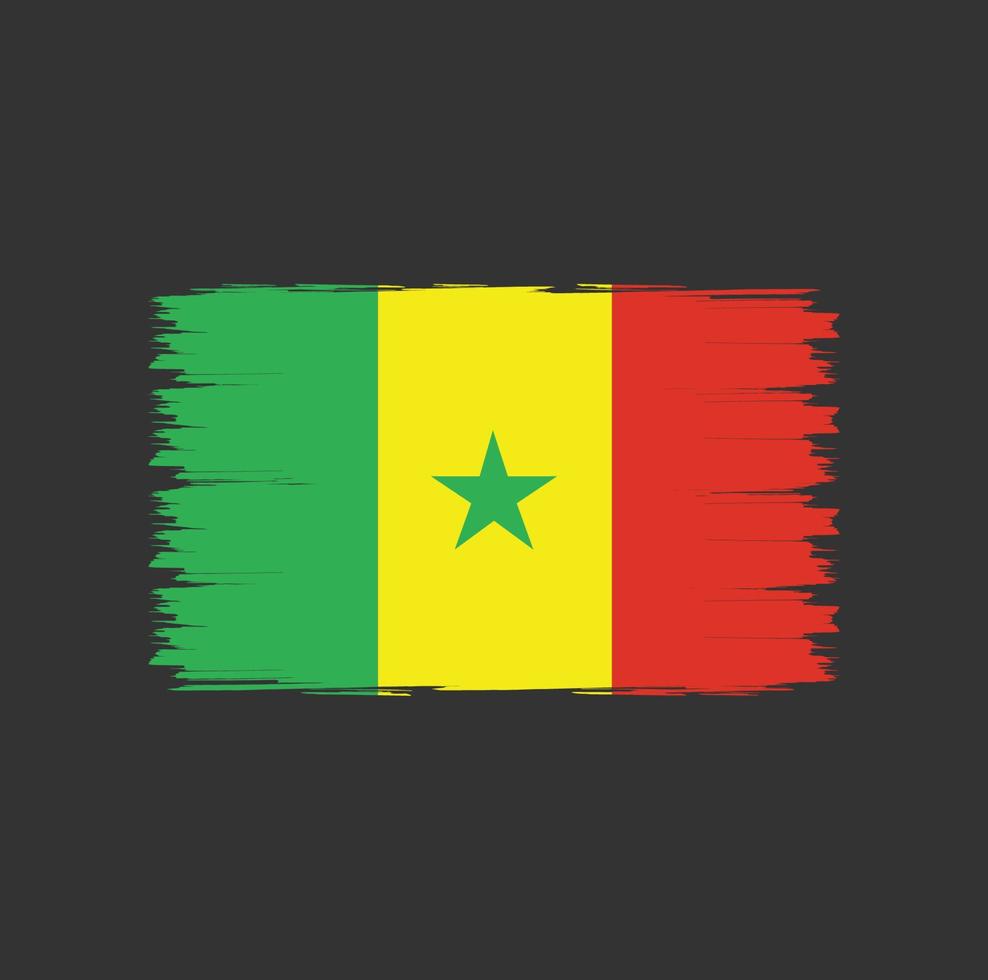 bandera de senegal con vector de estilo de pincel de acuarela