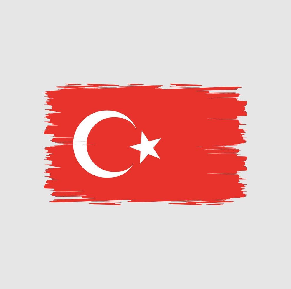 bandera de turquía con estilo de pincel de acuarela vector