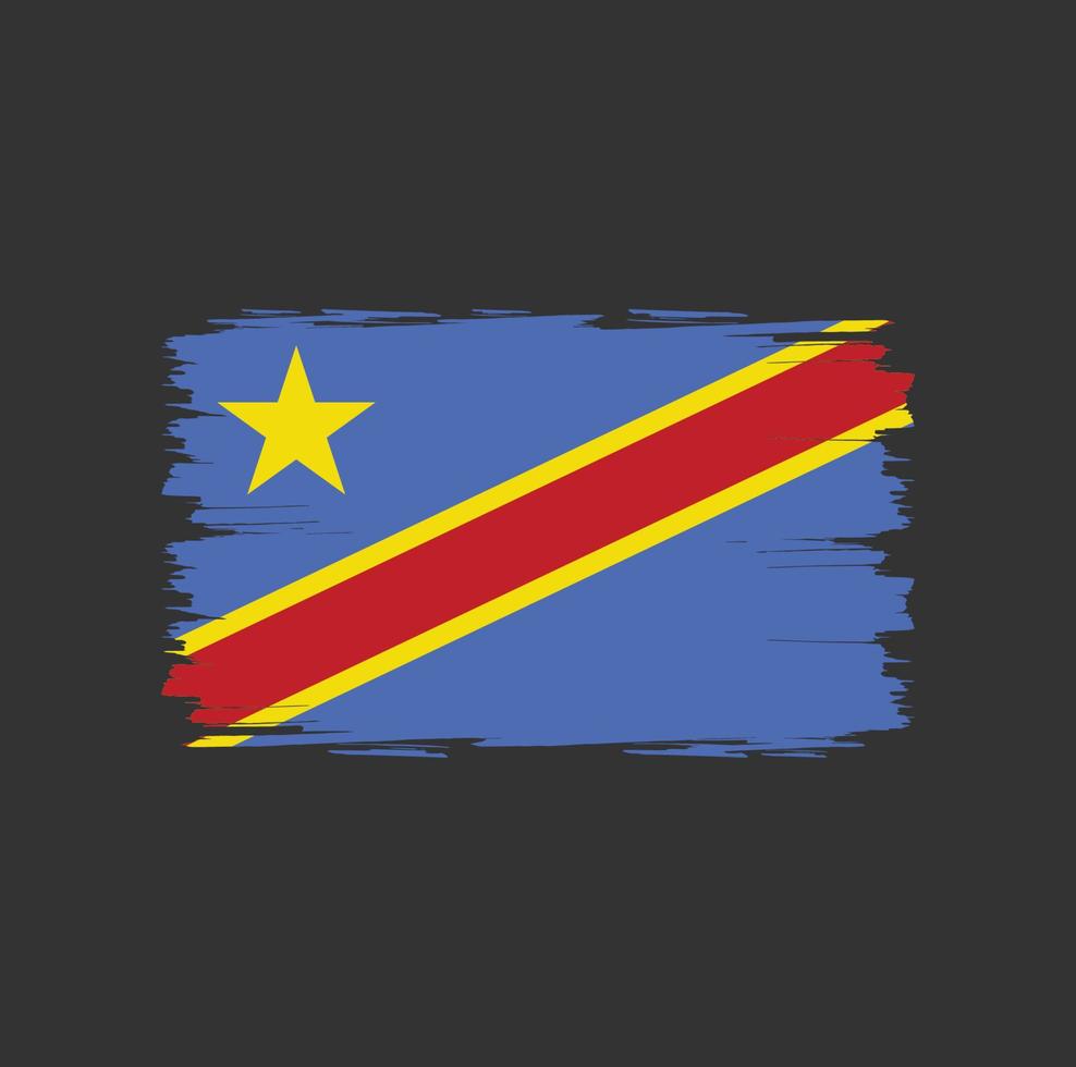 Flag of Republic Congo with watercolor brush style vector