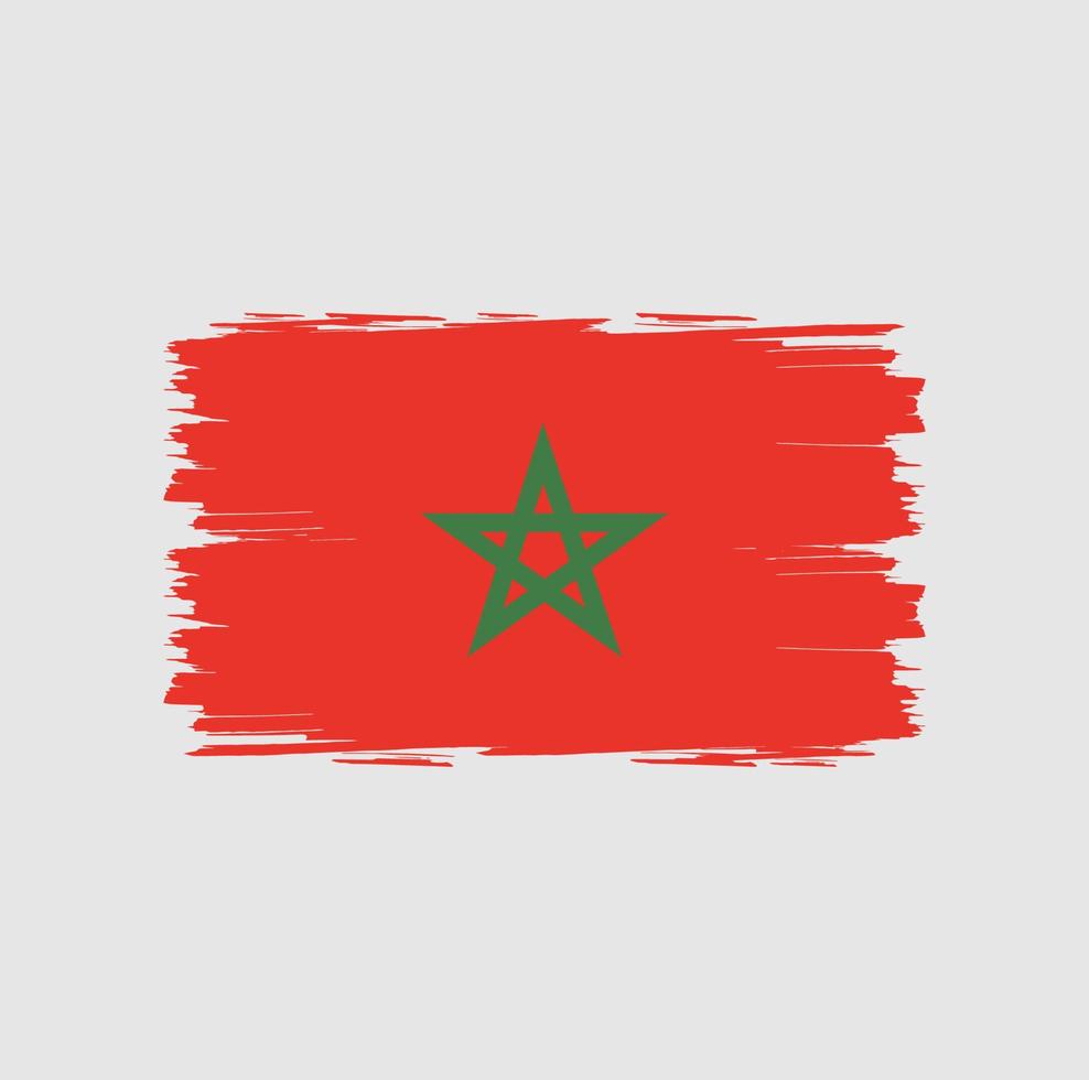 bandera de marruecos con estilo de pincel de acuarela vector